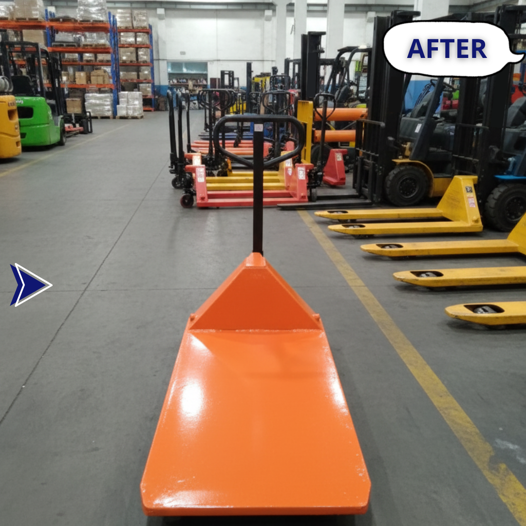 hasil dari pengerjaan custom hand pallet di PT Bisman Bintang Buana