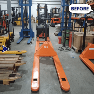 custom hand pallet sesuai kebutuhan gudang Anda - modifikasi penambahan plat.