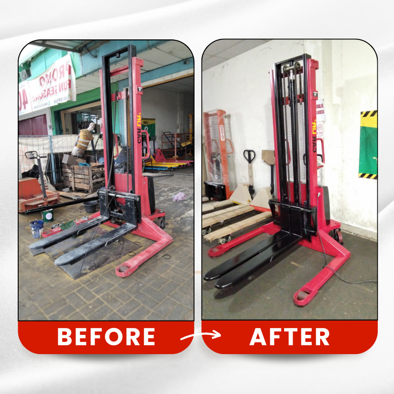 Service hand lift before after PT Bisman Bintang Buana